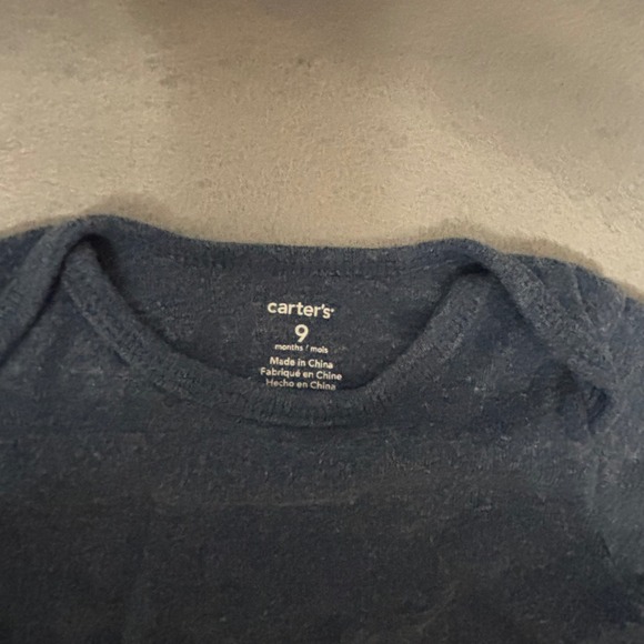 Carters Baby Boys 9 Months Navy Blue Heather Long Sleeve Bodysuit Cotton Snaps - Picture 3 of 5